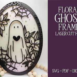 Fantôme floral SVG, SVG laser Halloween, fichier laser Halloween, Halloween SVG, fichier découpé au laser, fichier de coupe Glowforge, fichier de coupe décoration Halloween