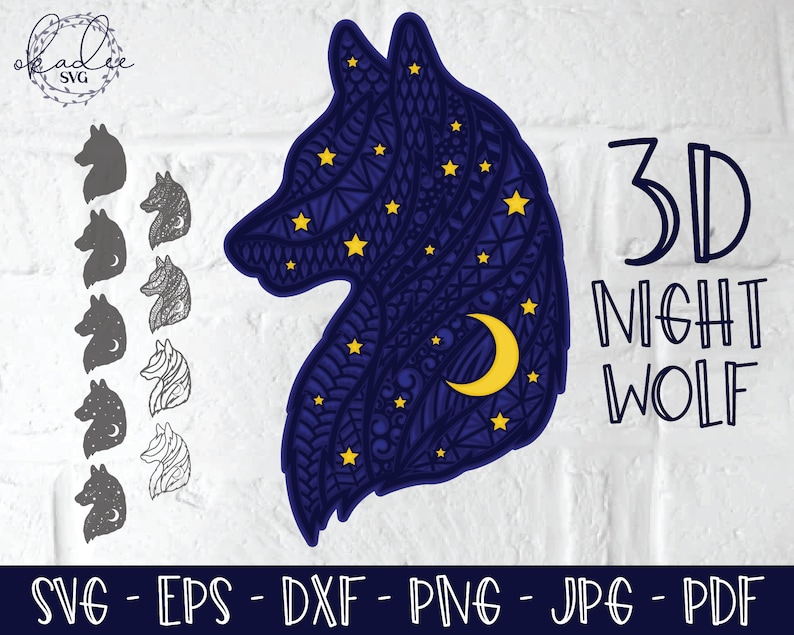 Download 3D Wolf SVG Night Wolf SVG Layered Wolf SVG 3D Mandala | Etsy