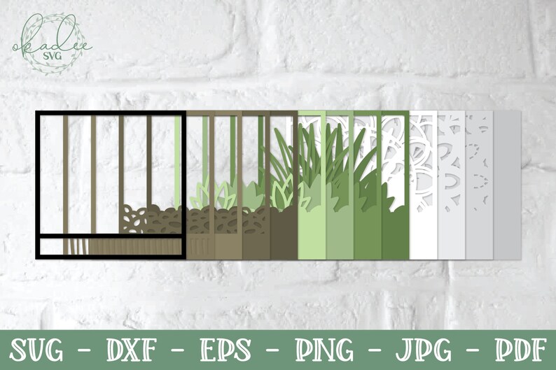 May include: A digital cut file design for a layered paper craft project. The design features a potted plant with green leaves and a brown pot. The design is made up of multiple layers that can be cut out and assembled to create a 3D effect.