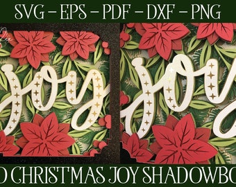 Christmas Shadowbox SVG, 3D Joy SVG, 3D Layered Christmas SVG, Christmas Mandala, Christmas Papercut, 3D Christmas Svg, 3D Svg, Poinsettia