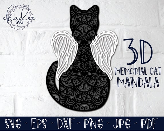 Download 3d Cat Mandala Svg Memorial Cat Svg Pet Memorial Svg 3d Etsy
