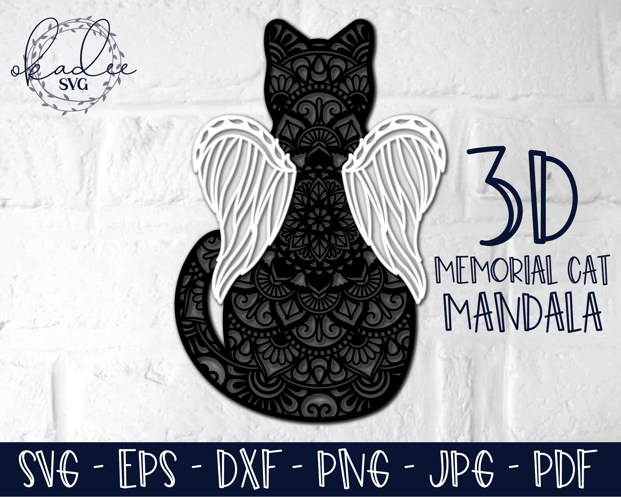 Download 3d Cat Mandala Svg Memorial Cat Svg Pet Memorial Svg 3d Etsy