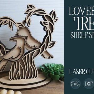 Archivo de corte láser, Glowforge, Árbol de Lovebird, Marco de mamá SVG, Niñera de estante láser, Archivo de corte Glowforge, Laser Lovebird, Boda SVG, Aniversario
