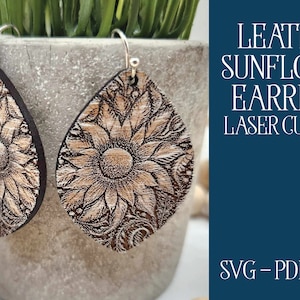 Laser geschnitten Datei, Glowforge, Sonnenblume Ohrring, Laser geschnitten Ohrring, Glowforge Ohrring, Ohrring geschnitten Datei, Laser Ohrring, Laser geschnitten Sonnenblume