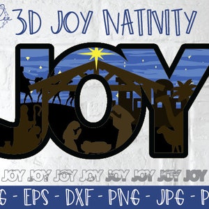 3D Joy Natividad SVG, Navidad en capas SVG, Mandala de Navidad 3D, Natividad de Navidad SVG, Decoración de Navidad, Archivo de Corte de Navidad, Jesús
