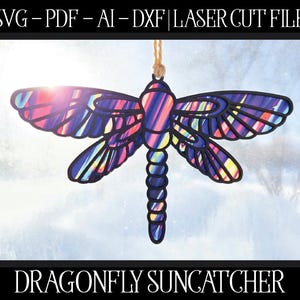 Dragonfly Suncatcher File, Laser Cut Suncatcher, Glowforge Suncatcher, Laser Dragonfly SVG, Dragonfly Cut File, Glowforge SVG, Laser File