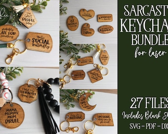 Laser Cut Keychain, Sarcastic Keychain, Laser Keychain SVG, Funny Keychain SVG, Glowforge Keychain, Keychain SVG Bundle, Sarcastic Laser Svg