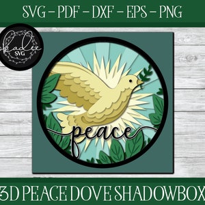 3D Dove Shadowbox, Shadowbox Cut File, Cricut Shadowbox, Peace Shadowbox File, Shadowbox SVG, Dove Shadowbox, Dove SVG, Peace Cricut File
