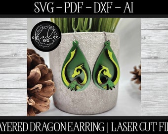 Dragon Earring SVG, Dragon Earring Laser File, Glowforge Earring, Laser File, Dragon Laser Cut File, Dragon Laser SVG, Dragon Cut File