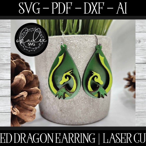 Dragon Earring SVG, Dragon Earring Laser File, Glowforge Earring, Laser File, Dragon Laser Cut File, Dragon Laser SVG, Dragon Cut File