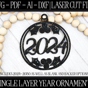 2024 ornamentbestand, lasergesneden ornament, laserkerstmis SVG, ornamentlaserbestand, laserornament, Glowforge kerst, enkellaags SVG