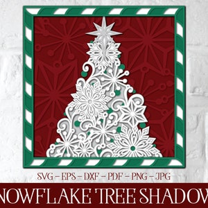 Arbre de flocon de neige 3D, SVG Noël en couches, arbre de Noël SVG, SVG de mandala 3D, flocon de neige 3D, Svg flocon de neige en couches, Svg 3D Shadowbox