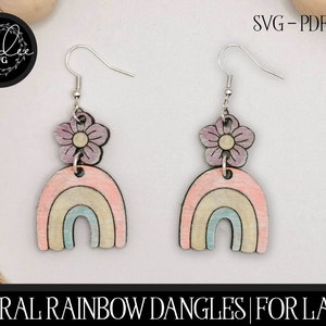 Blumen Regenbogen Ohrring, Ohrring Laser Datei, Glowforge Ohrring, Blumen Laser Datei, Regenbogen Laser Datei, Blumen Ohrring SVG, Regenbogen Ohrring