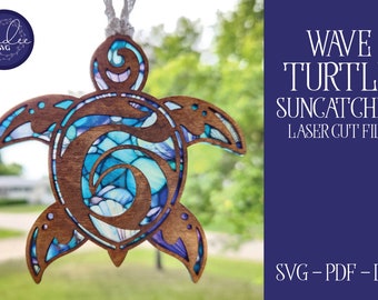 Schildkröte Suncatcher Datei, Laser geschnittener Suncatcher, Glowforge Suncatcher, Laser Schildkröte SVG, Schildkröte Schnittdatei, Laser Ornament, Glowforge SVG