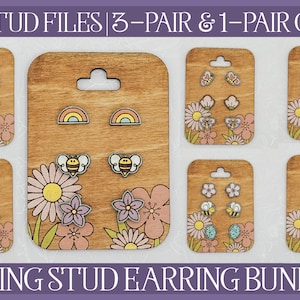 Spring Stud SVG, Stud Earring SVG, Laser Cut Stud Earring, Glowforge Stud SVG, Laser Earring File, Glowforge Earring File, Laser Bumblebee
