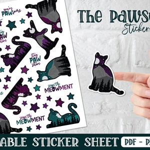 Sticker, Printable Sticker, Cat Sticker, Cricut, Sticker Sheet, Planner Stickers, Digital Download, Print and Cut, Sticker Bundle, Kitty PNG