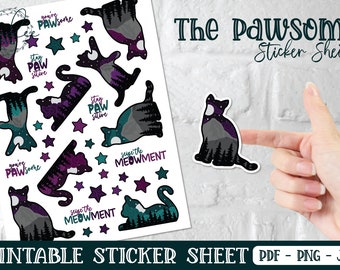 Sticker, Printable Sticker, Cat Sticker, Cricut, Sticker Sheet, Planner Stickers, Digital Download, Print and Cut, Sticker Bundle, Kitty PNG
