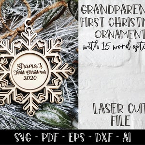 Il primo ornamento del nonno, File tagliato al laser, File Glowforge Cut, SVG di Natale della nonna, Laser per ornamenti natalizi, Laser SVG, Laser