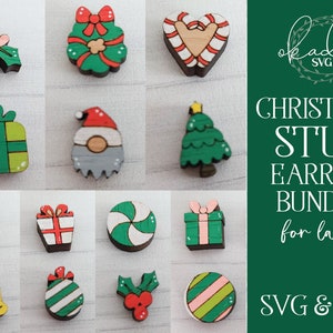 Kerst Stud SVG, Kerst Oorbel, Stud Earring SVG, Stud Earring Bestand, Laser Cut File, Laser Cut Earring, Glowforge File, Laser Earring