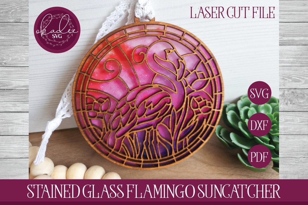 Flamingo Suncatcher In Vetro Colorato Con Ventosa, Decorazione Da Finestra, Dimensioni 3,5x6,5 Pollici, Regalo Essenziale Stile Vintage