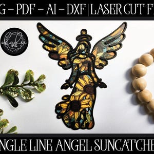 Angel Suncatcher-bestand, lasergesneden Suncatcher, Glowforge Suncatcher, Angel SVG, Angel Cut-bestand, Glowforge SVG, laserbestand