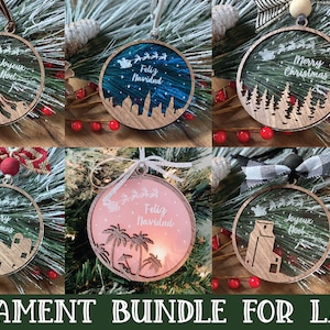 Laser Cut Files, Laser Cut Ornament, Christmas Ornament SVG, Laser Ornament, Glowforge Files, Ornament SVG Bundle, Merry Christmas Laser