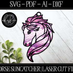 Laser Suncatcher SVG, Glowforge Suncatcher, Pferd Suncatcher, Laser Cut File, Pferde Glowforge Datei, Suncatcher Cut File, Laser Cut File