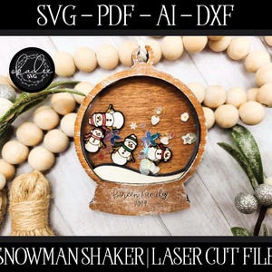 Snowglobe Shaker File, Laser Cut Shaker, Glowforge Ornament, Shaker Ornament File, Ornament Bundle, Family Ornament, Personalized File