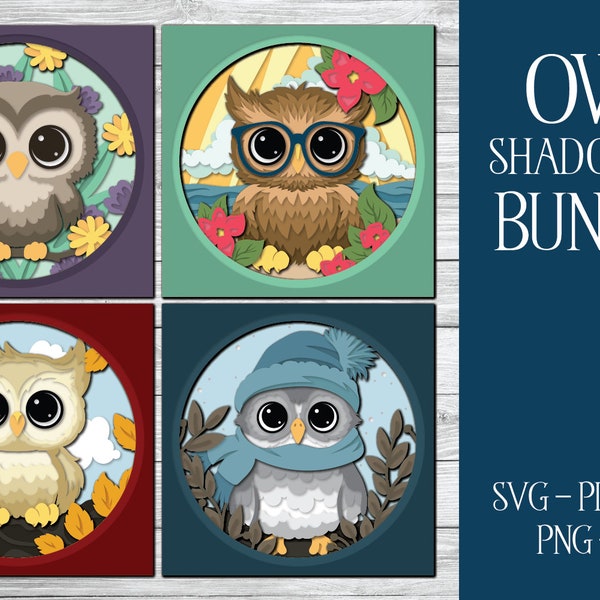 3D hibou Shadowbox, Shadowbox Bundle, hibou Shadowbox, 3D hibou SVG, hibou couches coupe fichier, Shadowbox Bundle, Cricut hibou SVG, SVG Bundle, Cricut