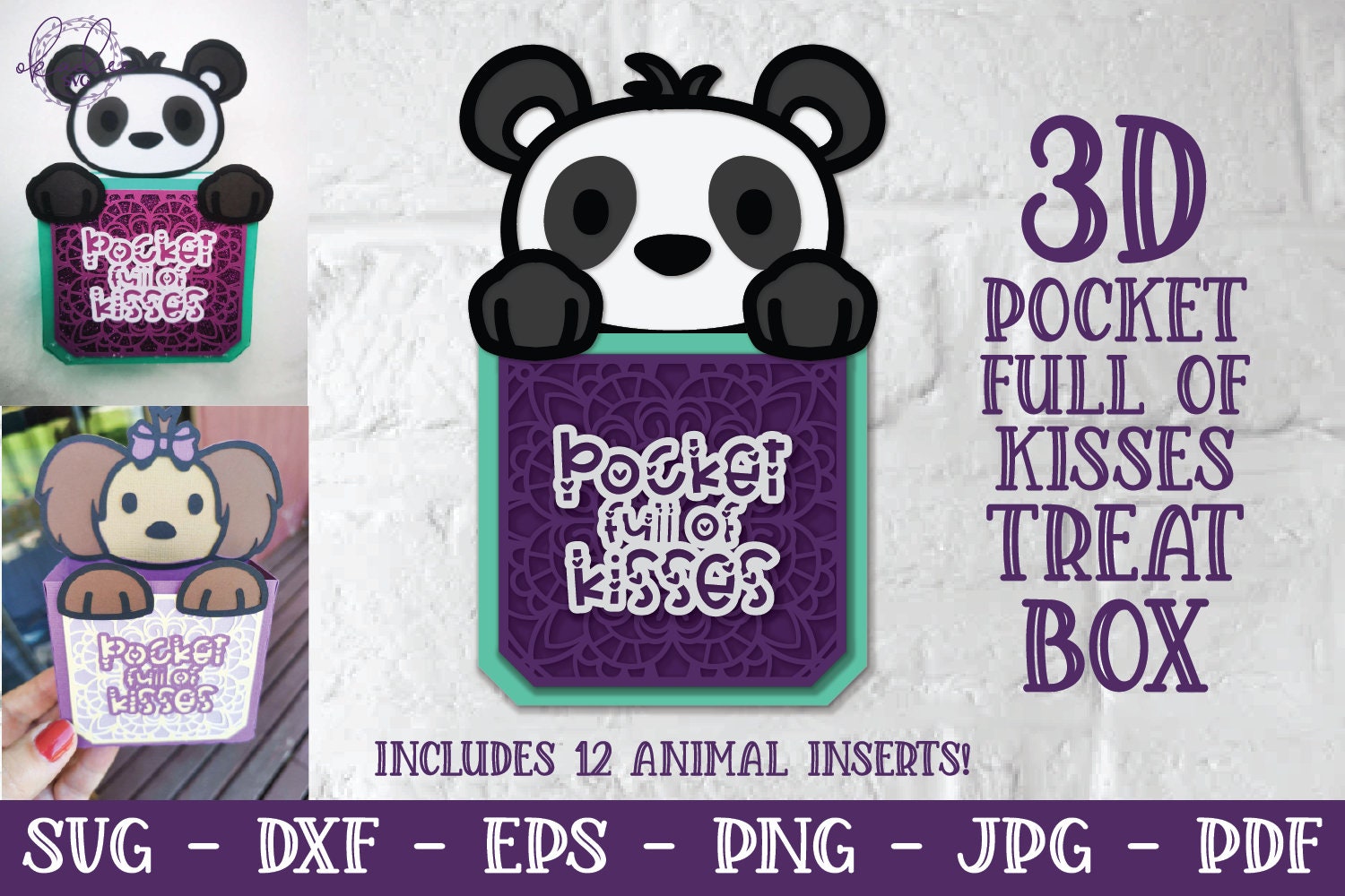 3D Pocket Full of Kisses SVG, Treat Box SVG, Chocolate Holder Svg, Valentines svg, valentines treat, valentines card, valentine candy box