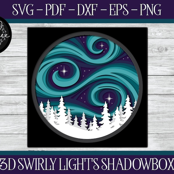 3D Northern Lights Shadowbox, Shadowbox Cut File, Cricut Shadowbox, Star Shadowbox File, Shadowbox SVG, Swirly Lights Shadowbox, Star Svg 3D Northern Lights Shadowbox, Shadowbox Cut File, Cricut Shadowbox, Star Shadowbox File, Shadowbox SVG, Swirly Lights Shadowbox, Star Svg