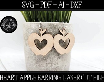 Leraar Earring SVG, Earring Laser-bestand, Glowforge Earring, Apple Earring Laser-bestand, Leraar Laser Cut-bestand, Laser School Svg, Laser SVG