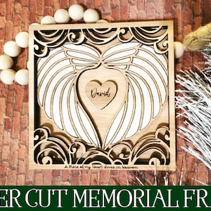 Laser Memorial SVG, Memorial Frame Svg, Glowforge Memorial Svg, Laser Angel Wings, Glowforge Angel, stukje van mijn hart Svg, gepersonaliseerd cadeau