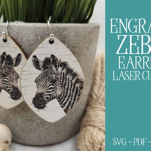 Laser Cut File, Glowforge, Zebra Earring, Laser Cut Earring, Glowforge Earring, Earring Cut File, Laser Earring, Laser Cut Zebra, Zebra File