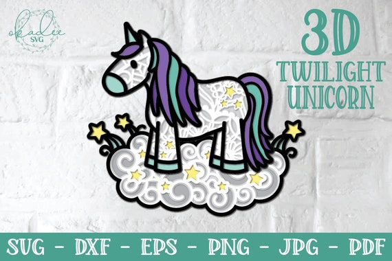 Download 3d Twilight Unicorn Svg Layered Unicorn 3d Unicorn Svg Etsy