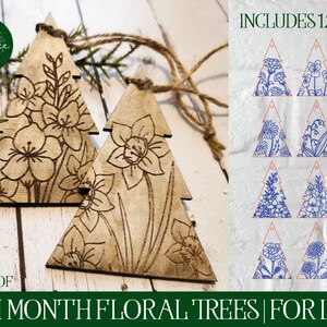 Ornement de Noël laser, Ornement de fleur de naissance, Fichier découpé au laser, Glowforge, Fichiers Glowforge, Fichiers SVG Glowforge, SVG laser, Ornement laser