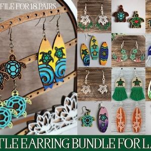 Laser Cut File, Glowforge, Turtle Earring Bundle, Laser Cut Earring, Earring SVG Bundle, Turtle Earring, Laser Cut Jewelry, Dangle Earring