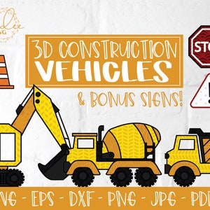 Veículo de construção 3D SVG, SVG em camadas, mandala 3D, Mandala em camadas Svg, arquivo Cricut, arquivo de silhueta, decoração de festa, decoração de berçário