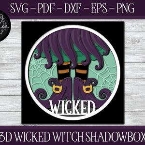 3D Wicked Witch Shadowbox, Shadowbox Cut File, Cricut Shadowbox, Halloween Shadowbox, Shadowbox SVG, Cricut Witch, Witch Shadowbox, Papercut