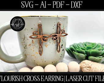 Cross Earring SVG, Laser Cross Earring, Glowforge Easter, Laser File, Christian Laser, Christian Earring, Easter Cut File, Laser Earring