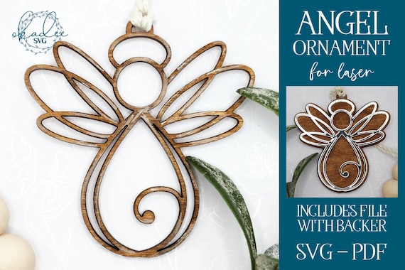 Laser Cut Angel, Laser Cut Files, Christmas SVG, Laser Christmas SVG, Glowforge SVG, Christmas Angel, Angel Ornament Svg, Laser Angel Svg