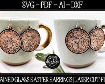 Pendiente de Pascua SVG, Archivo láser de pendiente, Pendiente Glowforge, Archivo láser de pendiente cristiano, Archivo de corte láser de Pascua, Láser Christian SVG, Cruz