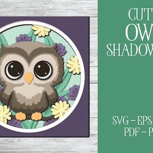 3D Uil Shadowbox SVG, Uil Shadowbox, 3D Uil SVG, Gelaagde SVG, 3D Papercut Svg, Schattig Shadowbox, Schattig Uil Cut File, Cricut, Uil Svg