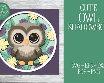 3D Owl Shadowbox SVG, Owl Shadowbox, 3D Owl SVG, Layered SVG, 3D Papercut Svg, Cute Shadowbox, Cute Owl Cut File, Cricut, Owl Svg
