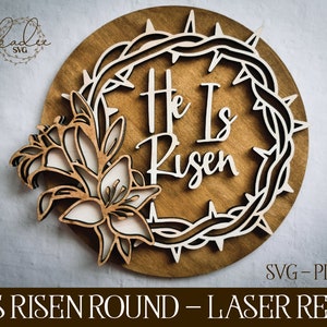 Easter Laser Cut File, He Is Risen Laser SVG, Glowforge Easter, Laser Easter, Crown of Thorns SVG, Laser Cut File, Glowforge File, Laser SVG