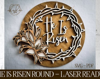 Easter Laser Cut File, He Is Risen Laser SVG, Glowforge Easter, Laser Easter, Crown of Thorns SVG, Laser Cut File, Glowforge File, Laser SVG