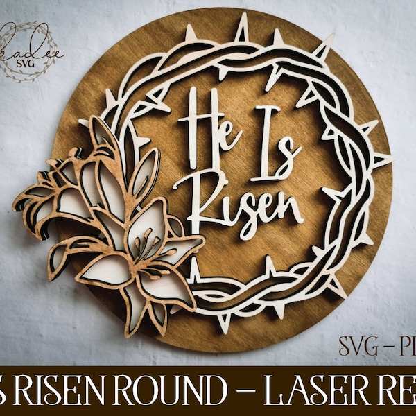 Ostern Laser geschnitten Datei, Er ist auferstanden Laser SVG, Glowforge Ostern, Laser Ostern, Dornenkrone SVG, Laser Cut Datei, Glowforge Datei, Laser SVG