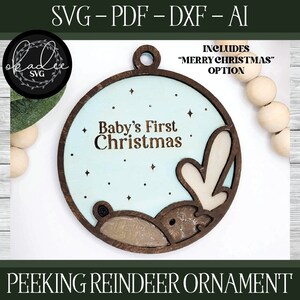 Rendieren laserbestand, laser gesneden kerst, Glowforge Kerstmis, rendieren laser gesneden bestand, baby&#39;s eerste kerst gesneden bestand, laserornament