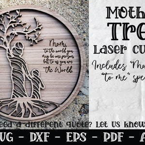 Lasergesneden vijl, Glowforge, Moederdag SVG, Moeder Svg, Mama Svg, Gelaagde Svg, Boom Svg, Gelaagde Boom Svg, Cnc, Glowforge Svg, Cadeau voor mama