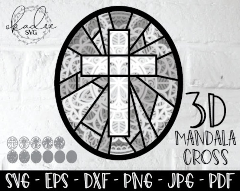 Download 3D Cross Mandala SVG Layered Cross SVG Stained Glass Cross ...